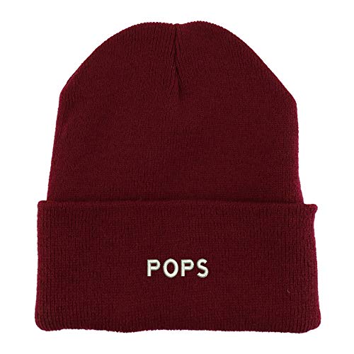 Trendy Apparel Shop Pops Embroidered Made in USA Cuff Folded Acylic Knit Winter Beanie Hat