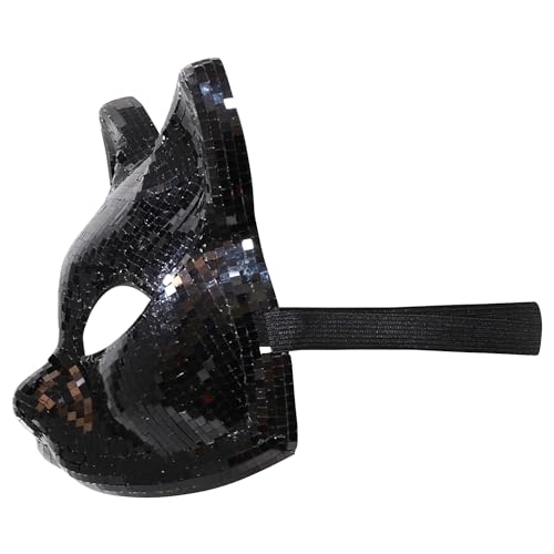 Trendy Apaprel Shop Women's Disco Mirror Glass Cat Half Mask Costume Accessory