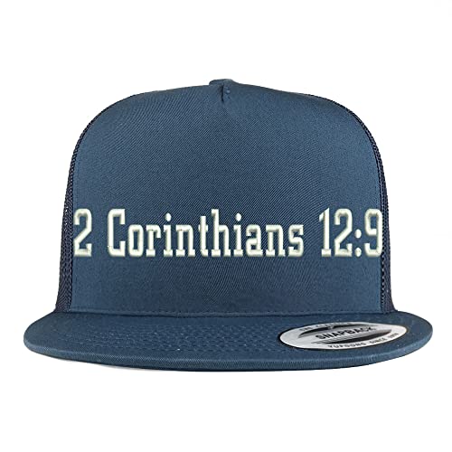 Trendy Apparel Shop 2 Corinthians 12:9 5 Panel Flatbill Trucker Cap
