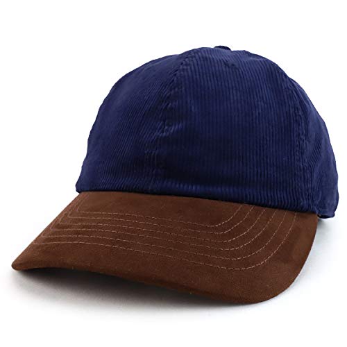 Trendy Apparel Shop 2 Tone 100% Cotton with Synthetic Suede Visor Baseball Cap