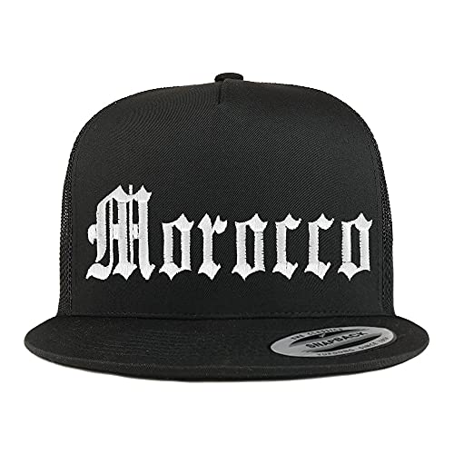 Trendy Apparel Shop Morocco Old English 5 Panel Flatbill Trucker Mesh Cap