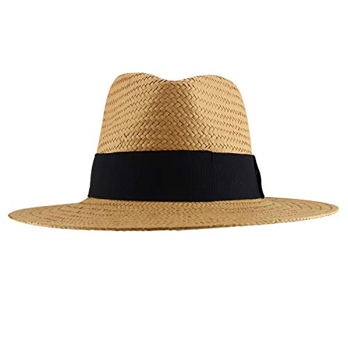 Trendy Apparel Shop Men's Toyo Braid Wide Band Large Brim Fedora Hat