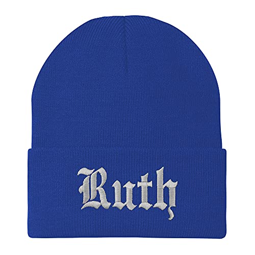 Trendy Apparel Shop Ruth Old English Embroidered Long Cuff Beanie