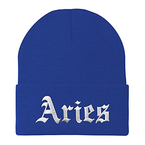Trendy Apparel Shop Aries Old English Embroidered Long Cuff Beanie
