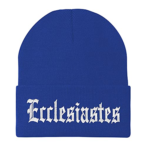 Trendy Apparel Shop Ecclesiastes Old English Embroidered Long Cuff Beanie