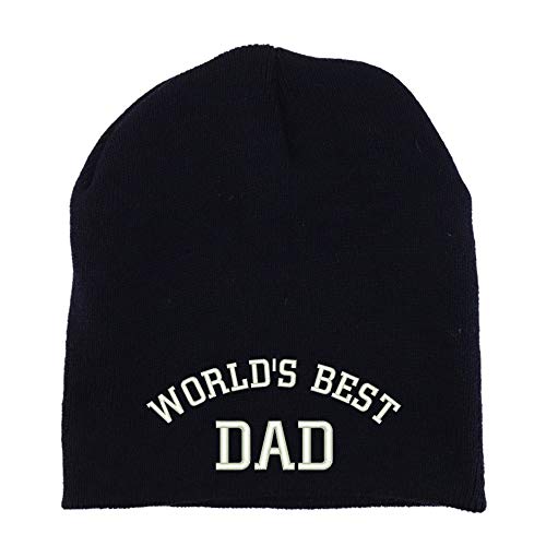 Trendy Apparel Shop World's Best Dad Embroidered Made in USA Short Acrylic Knit Winter Beanie Hat