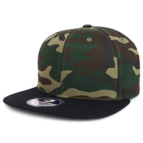 Trendy Apparel Shop Camouflage Designed Military Cotton Flatbill Snabpack Cap