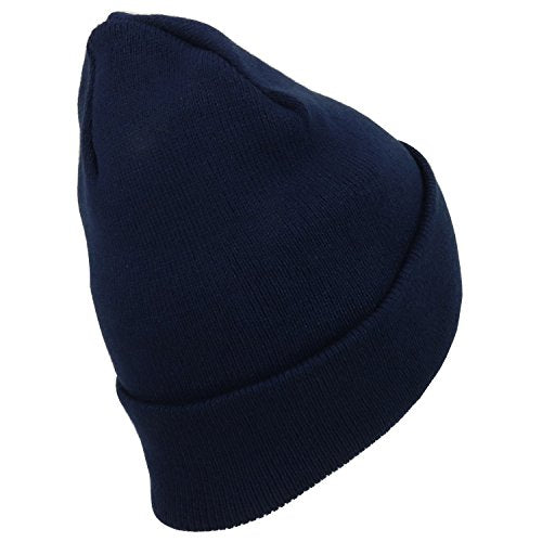 Trendy Apparel Shop Plain Long Cuff Winter Acrylic Beanie Cap