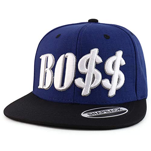 Trendy Apparel Shop Boss 3D Embroidered Two-Tone Flatbill Snapback Baseball Cap