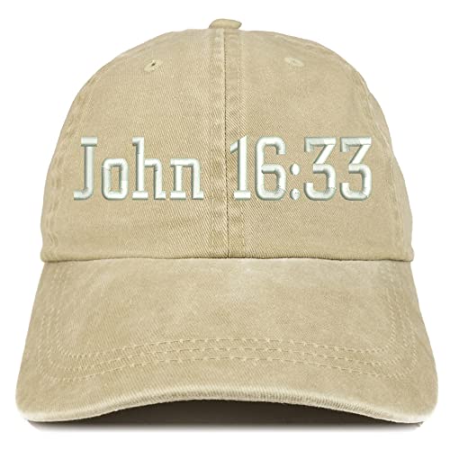 Trendy Apparel Shop John 16:33 Washed Pigment Dyed Baseball Cap