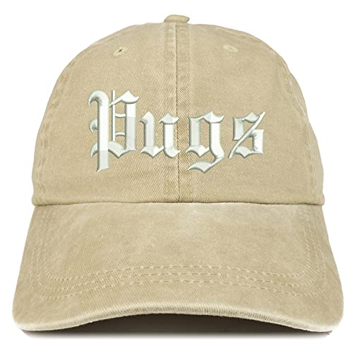 Trendy Apparel Shop Old English Pugs Washed Pigment Dyed Baseball Cap
