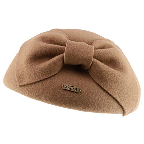 Trendy Apparel Shop Women's Wool Felt Barrette Hat with Bow Trim