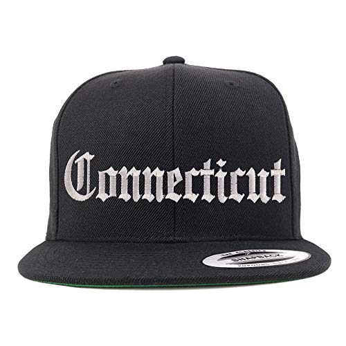 Trendy Apparel Shop Connectiut State Old English Embroidered Flatbill Snapback