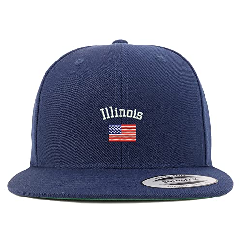 Trendy Apparel Shop Illinois USA Flag Embroidered Flatbill Snapback