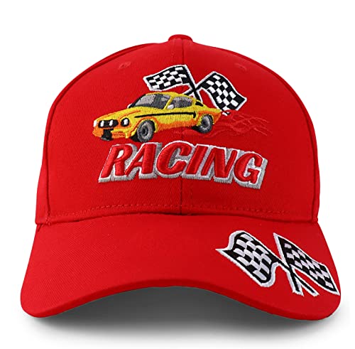 Trendy Apparel Shop Racing 3D Embroidered Flame Car Race Flag Baseball Cap