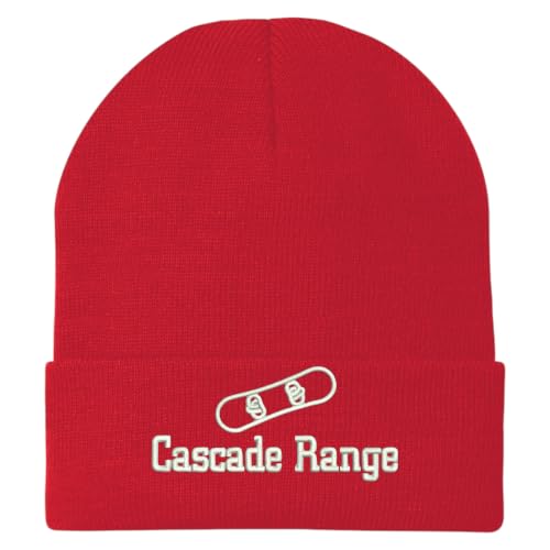 Trendy Apparel Shop Cascade Range Snowboard Logo Embroidered Long Cuff Beanie