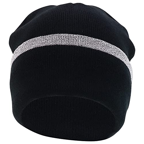 Trendy Apparel Shop Rib Knit Lined Reflective Beanie