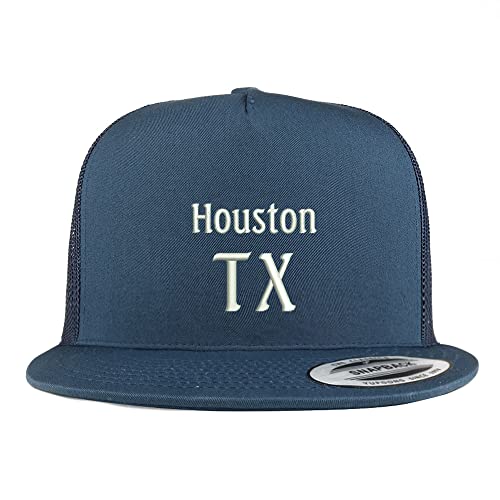 Trendy Apparel Shop Houston TX Embroidered 5 Panel Flatbill Trucker Cap