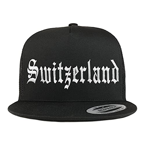 Trendy Apparel Shop Switzerland Old English 5 Panel Flatbill Trucker Cap