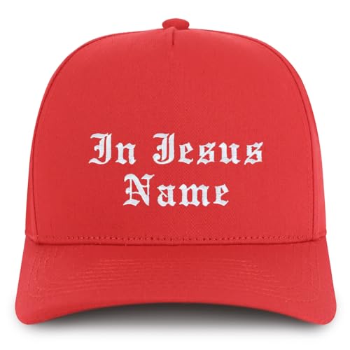 Trendy Apparel Shop in Jesus Name Embroidered 5 Panel Structured Baseball Cap