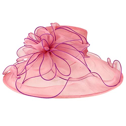 Trendy Apparel Shop Two Tone Large Ruffles Brim Tea Party Fashion Organza Hat