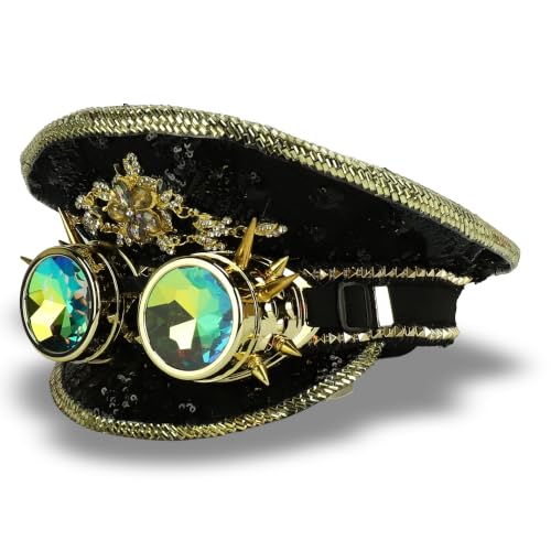 Trendy Apparel Shop Festival Party Sparkly Sequin Rhinestone Captain Hat
