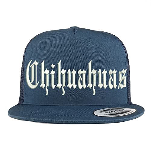 Trendy Apparel Shop Old English Chihuahuas 5 Panel Flatbill Trucker Cap