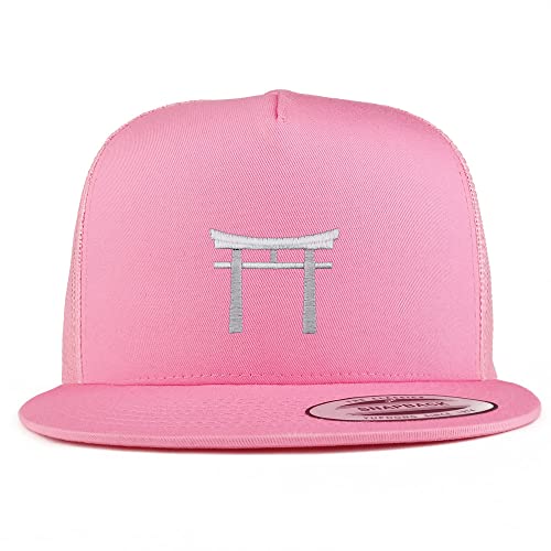 Trendy Apparel Shop Shinto Embroidered 5 Panel Flatbill Trucker Cap