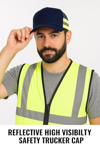 Trendy Apparel Shop XXL Oversized Reflective High Visibility Safety Trucker Cap