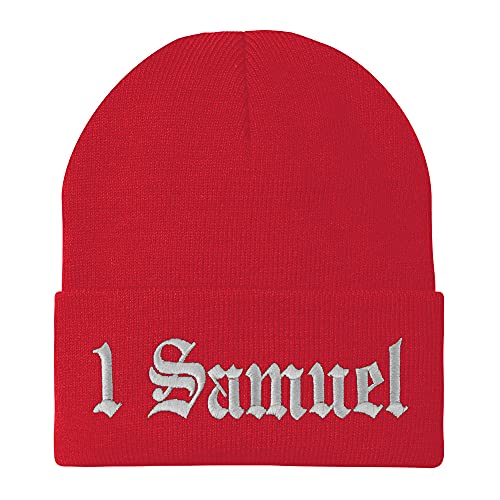 Trendy Apparel Shop 1 Samuel Old English Embroidered Long Cuff Beanie