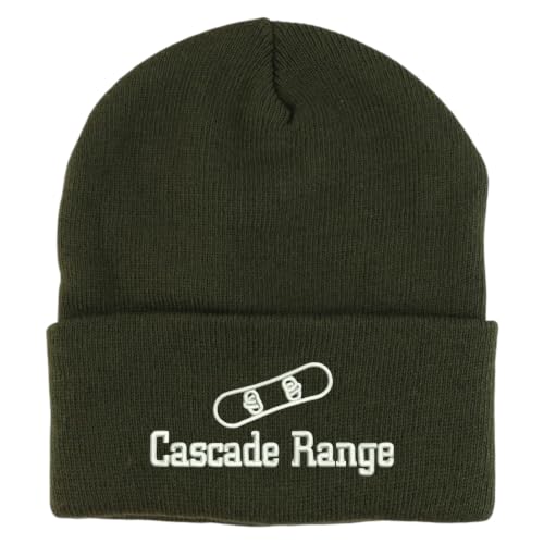 Trendy Apparel Shop Cascade Range Snowboard Logo Embroidered Long Cuff Beanie