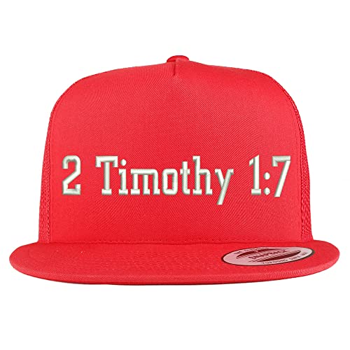 Trendy Apparel Shop 2 Timothy 1: 7 5 Panel Flatbill Trucker Cap