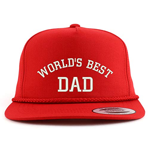 Trendy Apparel Shop World's Best Dad Embroidered 5 Panel Flatbill Braid Snapback Golf Cap