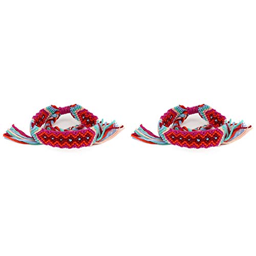 Trendy Apparel Shop Handmade Woven Adjustable Friendship Braided Bracelet 2 Pack