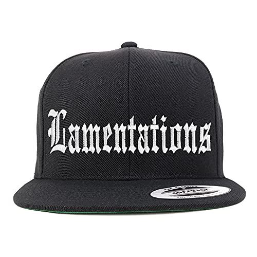 Trendy Apparel Shop Lamentations Old English Embroidered Flatbill Snapback