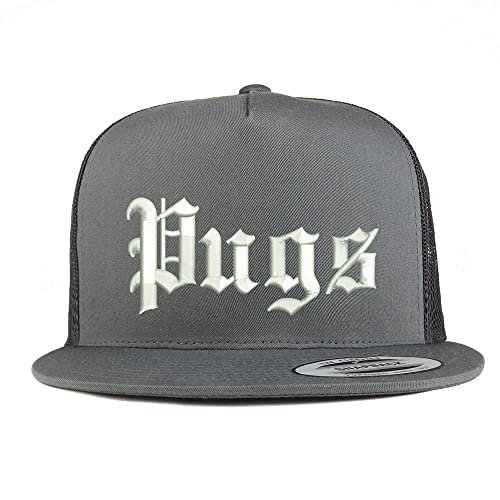 Trendy Apparel Shop Old English Pugs 5 Panel Flatbill Trucker Cap