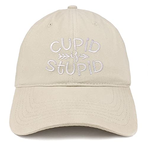 Trendy Apparel Shop Cupid is Stupid Embroidered Low Profile Soft Cotton Baseball Cap
