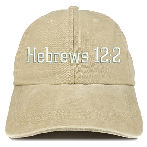 Trendy Apparel Shop Hebrews 12:2 Washed Pigment Dyed Baseball Cap
