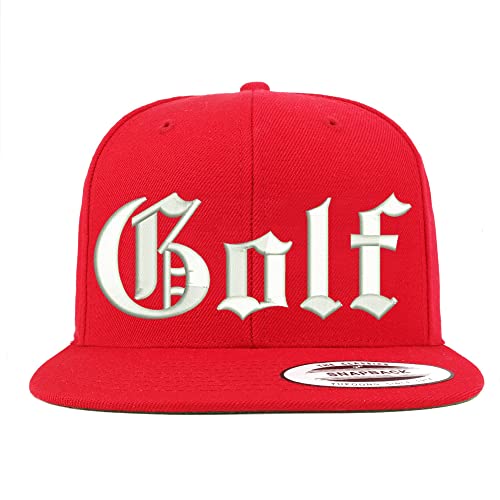 Trendy Apparel Shop Old English Golf Embroidered Flatbill Snapback