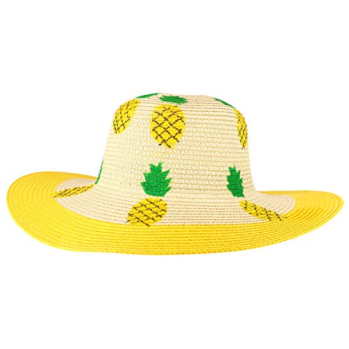 Trendy Apparel Shop Two Tone Cherry Printed Wide Brim Summer Sun Hat