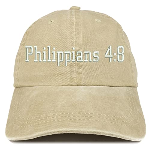 Trendy Apparel Shop Philippians 4:8 Washed Pigment Dyed Baseball Cap