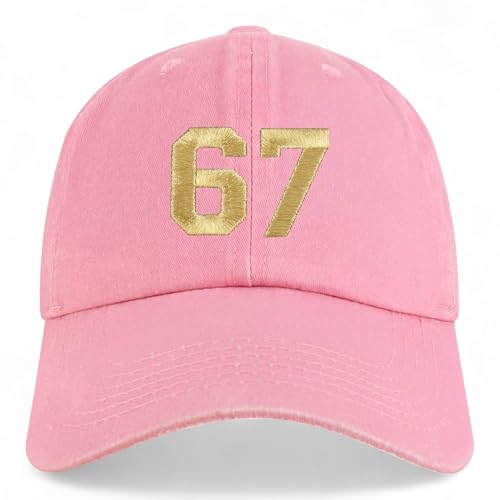 Trendy Apparel Shop Number 67 Gold Thread Embroidered Pigment Dyed Cotton Baseball Cap