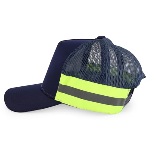 Trendy Apparel Shop XXL Oversized Reflective High Visibility Safety Trucker Cap