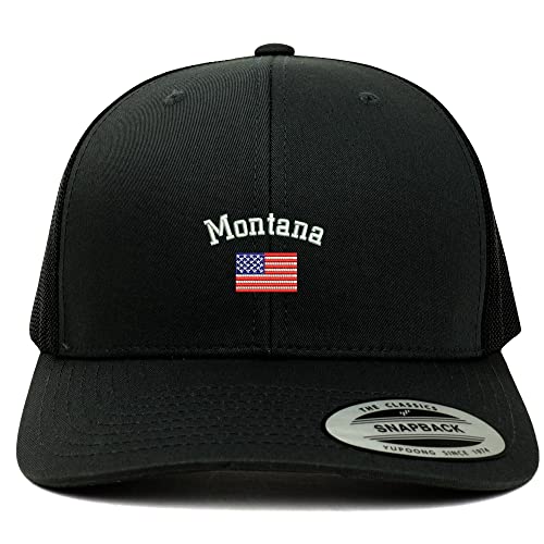 Trendy Apparel Shop Montana USA Flag 6 Panel Trucker Mesh Cap