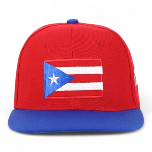 Trendy Apparel Shop Puerto Rico Embroidered Round Flat Bill Snapback Cap