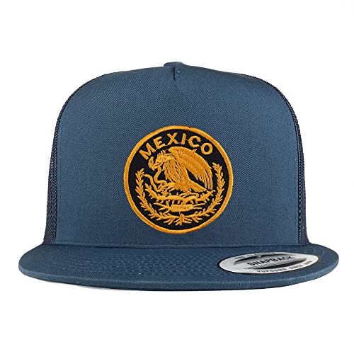 Trendy Apparel Shop Circular Mexico Patch 5 Panel Flatbill Trucker Cap