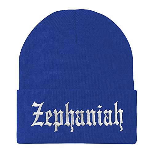 Trendy Apparel Shop Zephaniah Old English Embroidered Long Cuff Beanie
