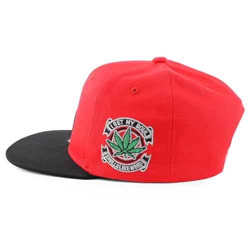 Trendy Apparel Shop Skull Head Smoking Marijuana Flat Bill Snapback Baseball Cap