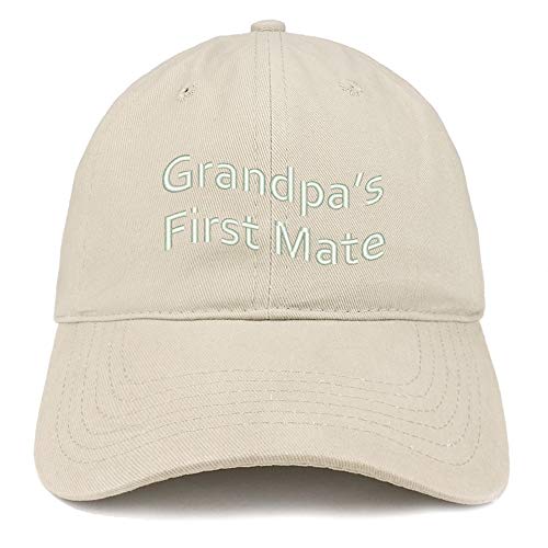 Trendy Apparel Shop Grandpa's First Mate Embroidered Soft Crown 100% Brushed Cotton Cap
