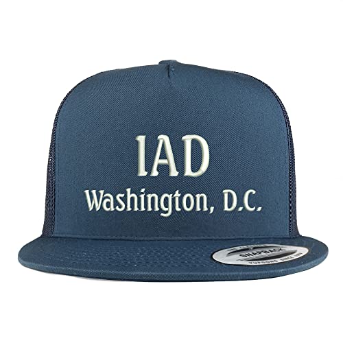 Trendy Apparel Shop IAD Washington DC Embroidered 5 Panel Flatbill Trucker Cap